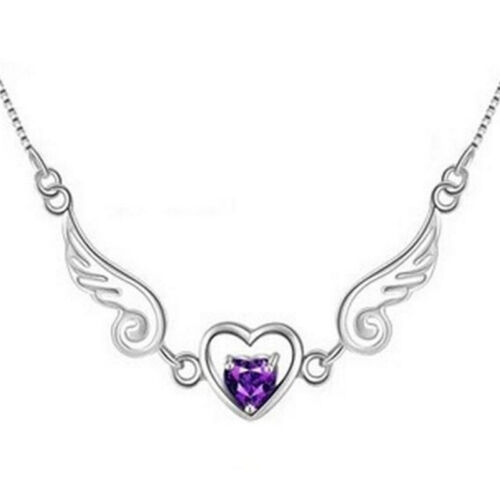 Silver Necklace Dream Angel Wings of Love Heart Necklace Female Birthday Gift VV