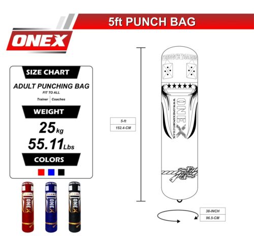 ONEX 5ft Heavy Filled boxing Bracket+Gloves+punching Bag+Chain custom build Set