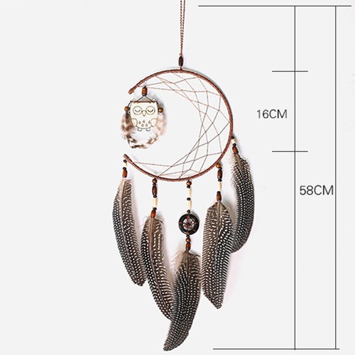 Dream Catcher With Feathers Wooden Owl Wall Hanging Ornament Home Bedroom Gift
