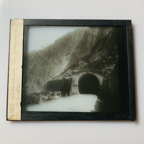 Vtg Magic Lantern Glass Slide Photo Schollenen Mountain Tunnel Switzerland