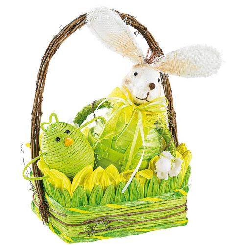 5-teiliges Osterkörbchen mit Hase /& 3 Hühnchen Dekoration für Ostern