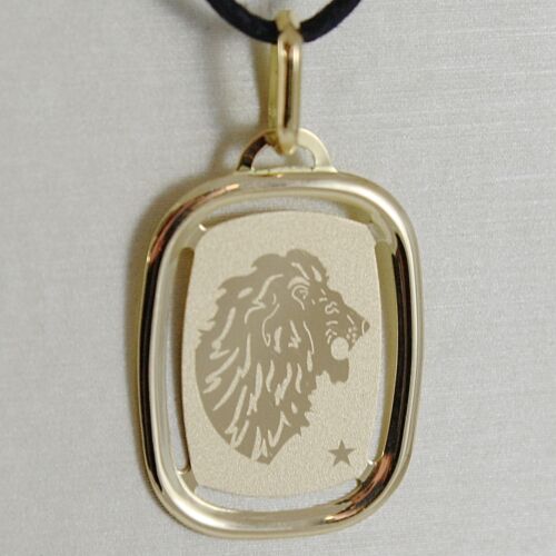 zodiacales MADE IN ITALY 18K solide or jaune Leo Zodiac Signe médaille pendentif