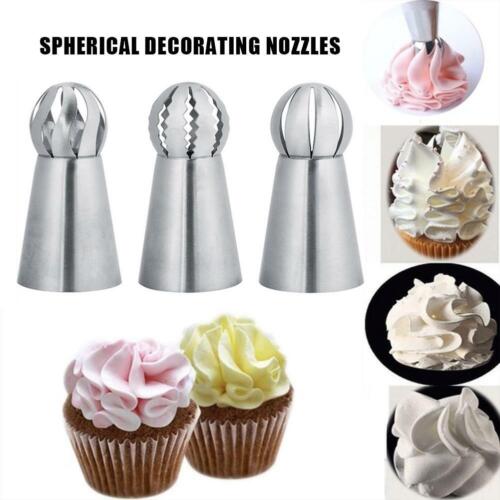 US! 3pcs//set Sphere Ball Tips Russian Icing Piping Nozzles Tips Pastry Cupcake