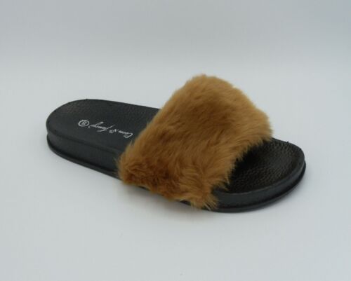 New Women’s Comfort Faux Fur Platform Slide Sandal