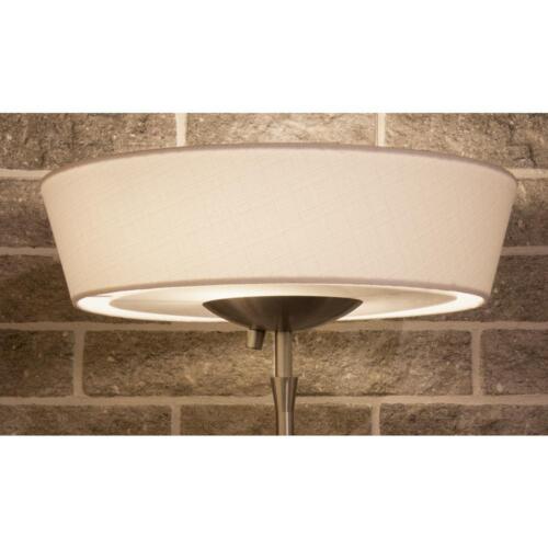 Floor Lamp Nickel Satin Steel Frosted White Shade Sleek Elegant Stainless Modern 