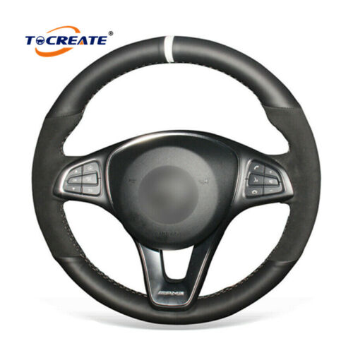 Leather Suede Steering Wheel Cover Wrap for Benz A200 B180 B200 C180 C200 #0401