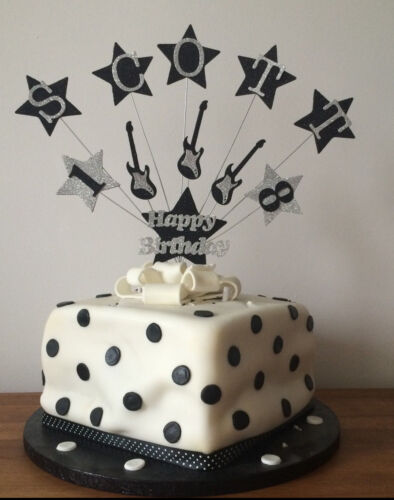 Cake Topper Guitar Decoration Personalised Birthday 16th 18th 21st 30th 40th