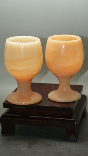 Chinese jades goblet beautiful Light yellow  natural color handmade Wine cup 