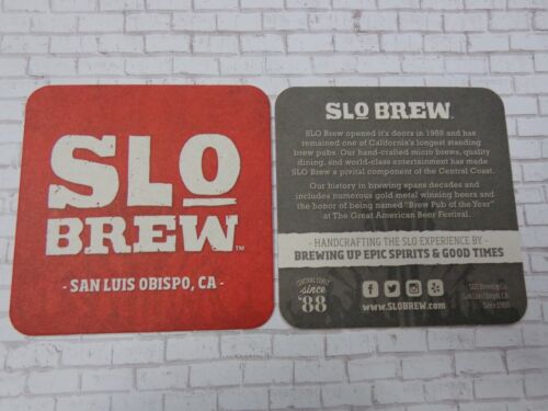 Beer Bar Coaster ~ SLO Brew = SAN LUIS OBISPO Brewing Co ~ CALIFORNIA Since 1988