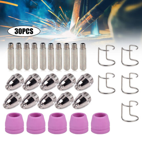 30pcs Plasma Cutter Cutting Consumables Electrode Tip Kit For AG-60 SG-55 