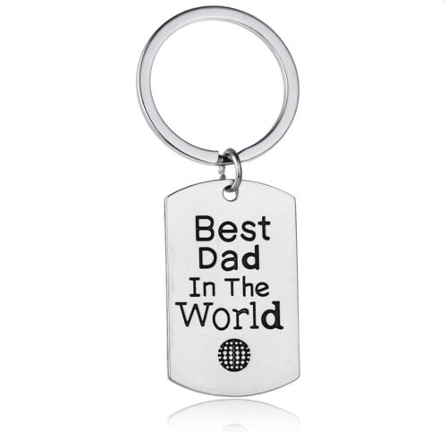 Family Keyring Dad Hero Daddy Papa Heart Dog Tag Keychain Father Birthday Gifts