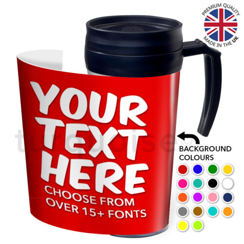 Personalised Custom Text Thermal Mug Coffee Tea Travel Flask Cup Gift