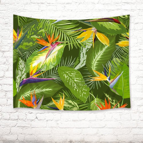 Rain Forest Watercolor Palm Leaf Tapestry Wall Hanging Living Room Bedroom Decor