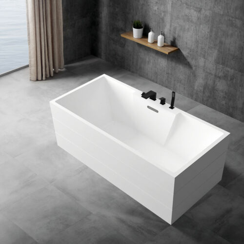 Freistehende Badewanne NADI Pro PLUS Acryl Weiß 170x75x60 cm Wannenarmatur 6080