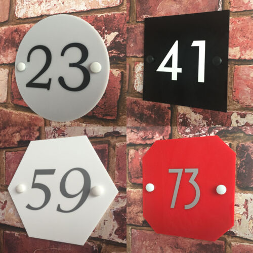 HOUSE SIGN PLAQUE personalised door number acrylic modern gate contemporary wall 