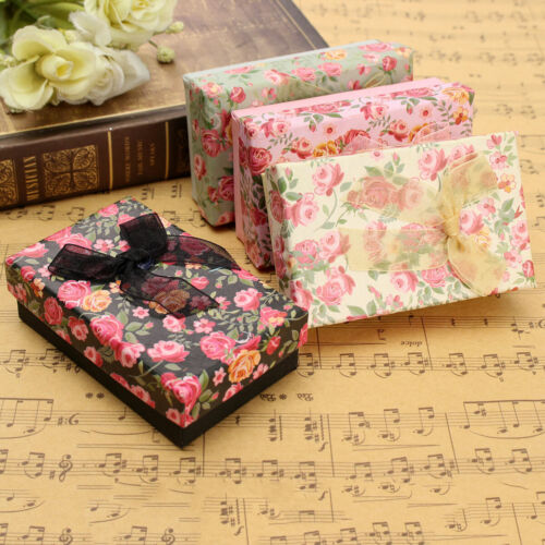 1-12PCS Bowknot Display Jewellery Necklace Present Gift jewelry Box Case Holder