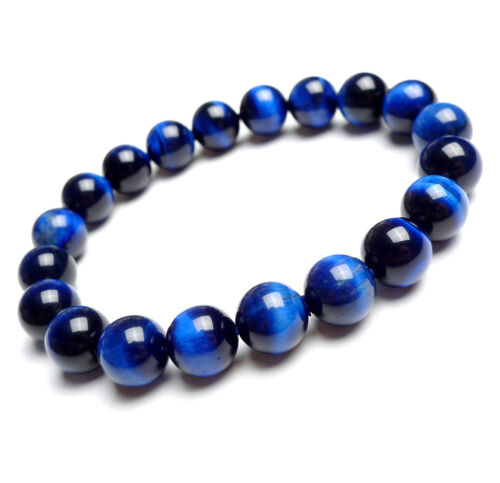 Natural Blue Tiger Eye Gemstone Round Beads Bracelet AAA 10mm