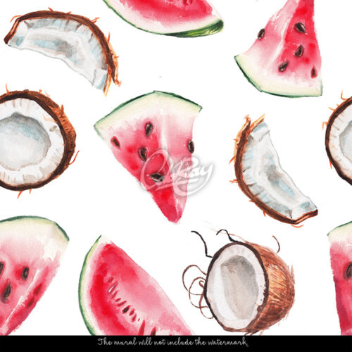 Wassermelone Kokosnuss exotische Früchte Kindergarten Vlies Fototapete