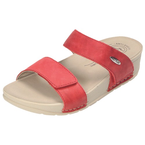 Damen Sandalen by FlyFlot Nappaleder weiches Lederfußbett PU-Sohle Rot