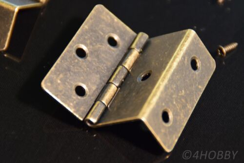 4 Ancien-Charnières Rectangulaire Bijoux 43 mm Âge ancien coffret coffre à trésor