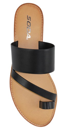 Soda Shoes Women Flip Flops Flat Summer Basic Sandals Thongs Toe Ring Black JOAN