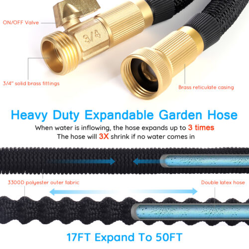 50//75//100 feet Flexible Expandable Garden Water Hose 9 Function Spray Nozzles