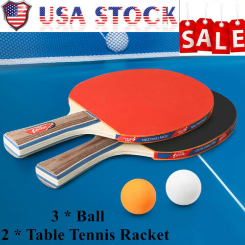 3 Balls R7M0 2 Players HOME GAME GAME Ping Pong Racket Set 2 Table Tennis Bats