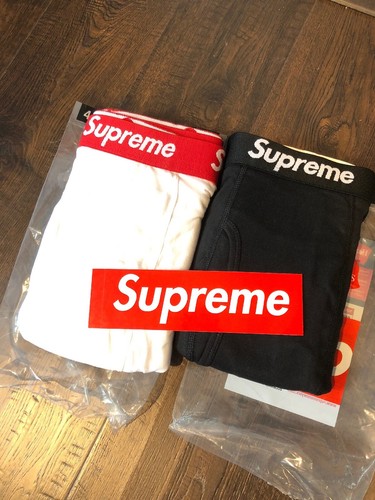 1 White /& 1 Black XL W//Sticker 2 singles 2 SET Supreme Hanes Boxer Briefs