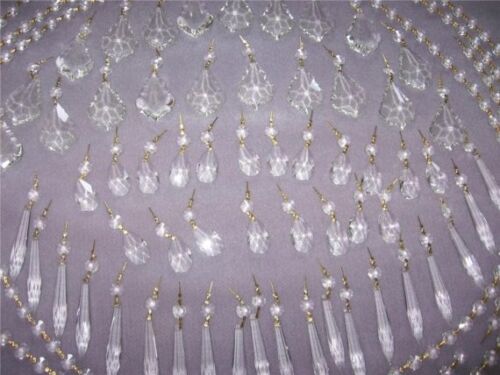 144pc Lot Asfour Lead Crystal Chandelier Prisms Icicles French Teardrops Yards