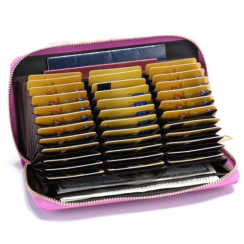 Men Women RFID Genuine Leather Wallet Clutch Long Purse Credit ID Card Holder