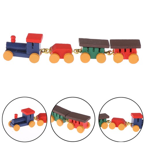 1:12 Dollhouse Miniature Cute Wooden Train Doll House Decor Active Toys W