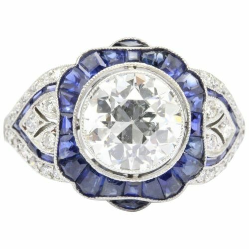 Art Deco 3.35 CT Round Cut Diamond Vintage Engagement Ring 925 Sterling Silver