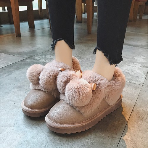 Women/'s Fluffy Snow Boots Warm Cotton Shoes Winter Low Top Thicken Flat Sz Lit01