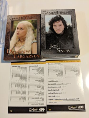 Complete Base Set 88 Cards Game of Thrones Season 2 2013 Free Shipping !
