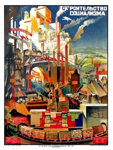 Soviet Propaganda Poster USSR Russian 1927 We are Building Socialism