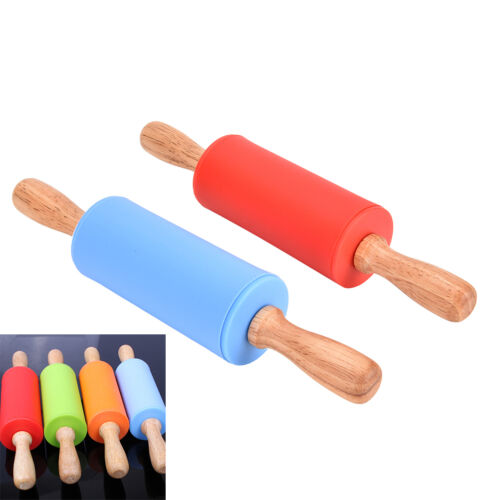 Wooden Handle Non-Stick Silicone Rolling Pin Dough Roller Kitchen Tools_WK 