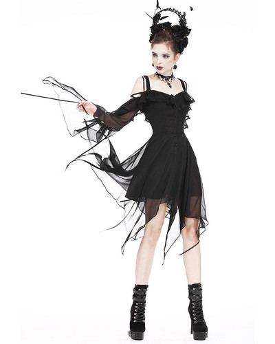 Dark In Love Gothic Dress Black Chiffon Sleeve Steampunk Witch Victorian Vampire