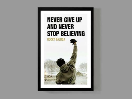 Rocky Movie Poster Rocky Balboa Inspirational Quote Never Give Up Poster