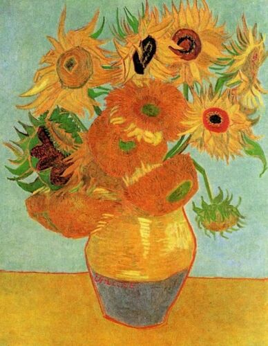 Still Life Vase with Twelve Sunflowers by Van Gogh 9x12inch Needlepoint Canvas