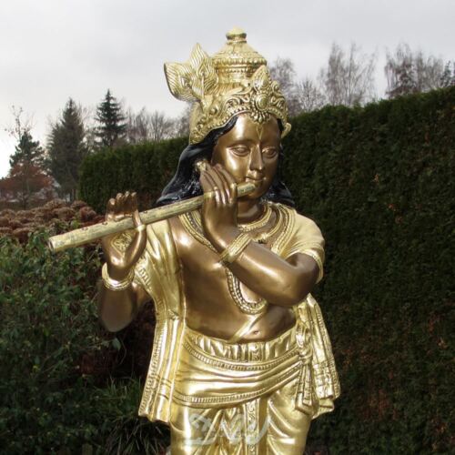 KRISHNA figurines 82 cm Flöte Deko Figur Skulptur Statue Meditation HINDUISMUS