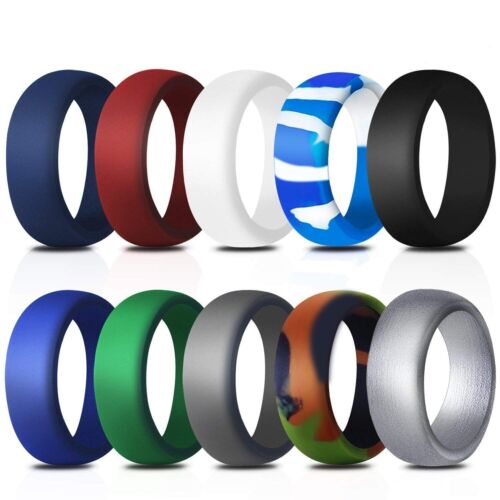 Details about   10PC Silicone  Ring Set Men Women Sport Rubber Engagement Band Gift 