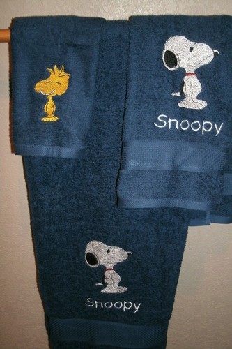 Snoopy Personalized 3 Piece Bath Towel Set Any Color Choice