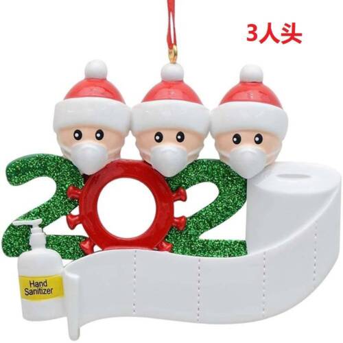 2020  Quarantine Stay at Home Family Of 3 Personalized Tree Christmas Ornament.W