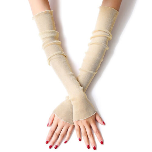 Women Summer Mesh Ice Silk Gloves Sleeve Driving Sun Protection Long Arm Glove B 