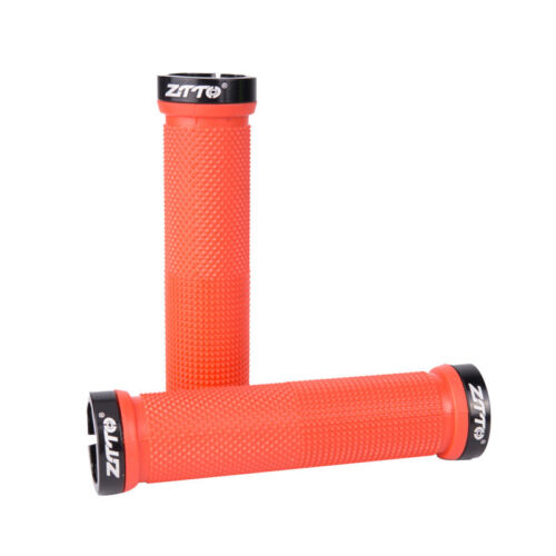 Orange Comfortable Non-Slip Pattern Rubber Bike Handle Grip 1 Pair Fits Most