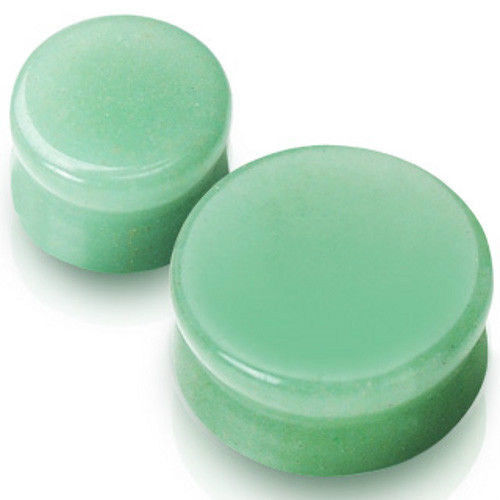 1 Pair Green Jade Color Semi Precious Stone Ear Saddle Plugs Earlets Gauges T10