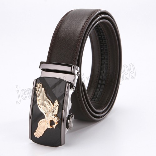 Men/'s Luxury Genuine Leather Alloy Automatic Buckle Waistband Belts Waist Strap