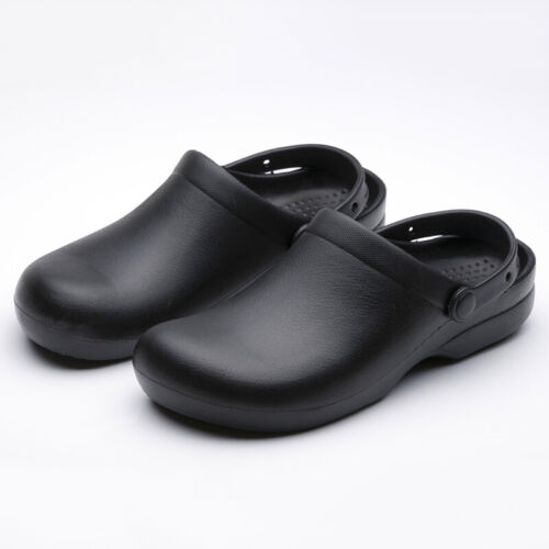 Women Men Chef Shoes Sandal Clogs Safety Kitchen Non-Slip Restaurant Water Black