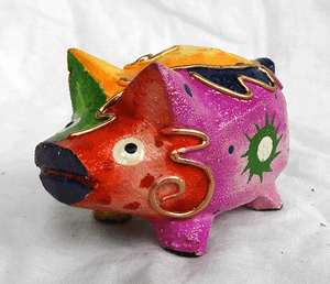 NEW Pretty Colourful Hand Carved and Hand Painted Pig