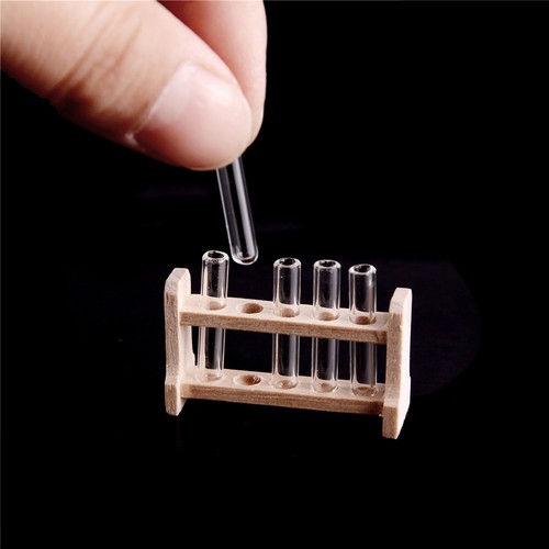 Dollhouse Miniature legno provetta Rack TUBI Laboratorio Decorazione 、 AG